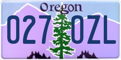 OR license plate 027OZL