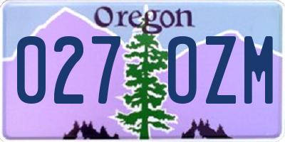 OR license plate 027OZM
