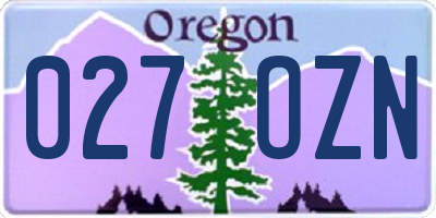 OR license plate 027OZN