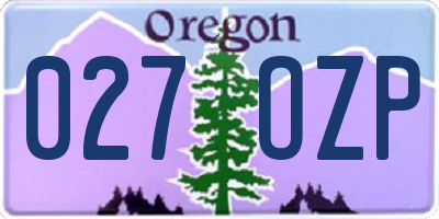 OR license plate 027OZP