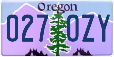 OR license plate 027OZY
