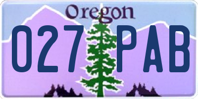 OR license plate 027PAB