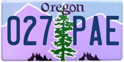 OR license plate 027PAE