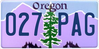 OR license plate 027PAG