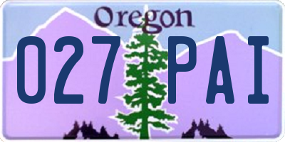 OR license plate 027PAI
