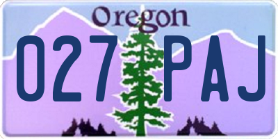 OR license plate 027PAJ