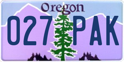 OR license plate 027PAK