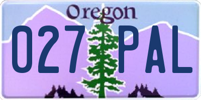 OR license plate 027PAL