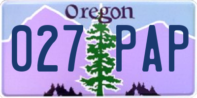 OR license plate 027PAP