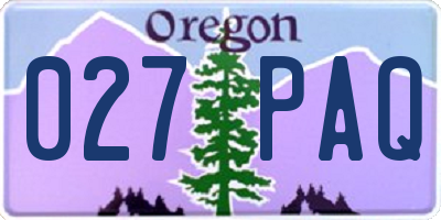 OR license plate 027PAQ