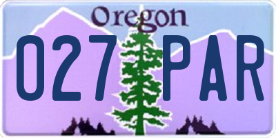 OR license plate 027PAR