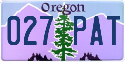OR license plate 027PAT