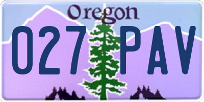 OR license plate 027PAV