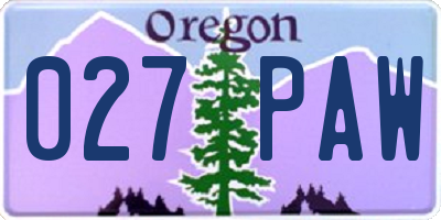 OR license plate 027PAW