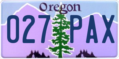 OR license plate 027PAX