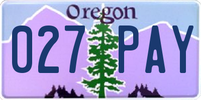 OR license plate 027PAY