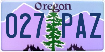 OR license plate 027PAZ