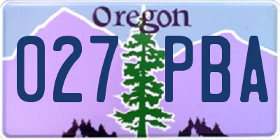 OR license plate 027PBA