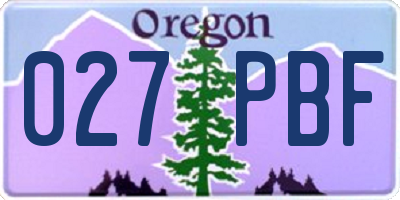 OR license plate 027PBF