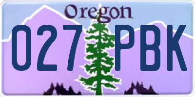 OR license plate 027PBK