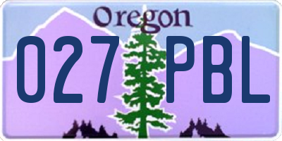 OR license plate 027PBL