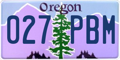 OR license plate 027PBM