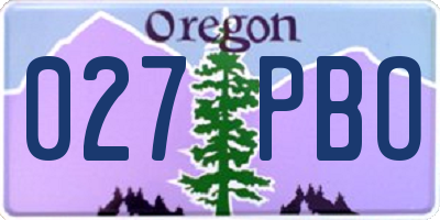 OR license plate 027PBO