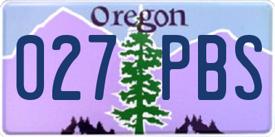 OR license plate 027PBS