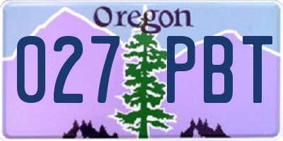 OR license plate 027PBT