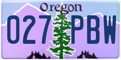 OR license plate 027PBW