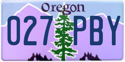 OR license plate 027PBY