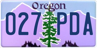 OR license plate 027PDA