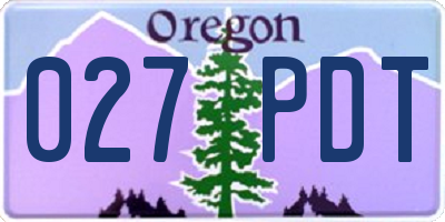 OR license plate 027PDT