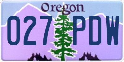 OR license plate 027PDW