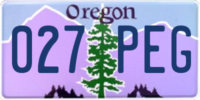 OR license plate 027PEG