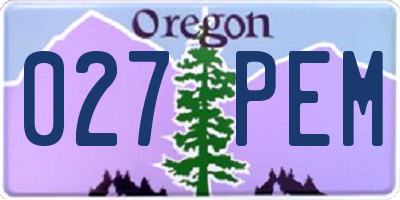 OR license plate 027PEM