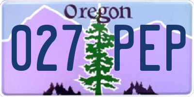 OR license plate 027PEP