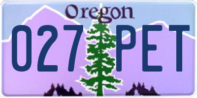 OR license plate 027PET