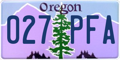 OR license plate 027PFA
