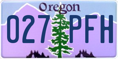 OR license plate 027PFH