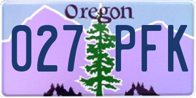 OR license plate 027PFK