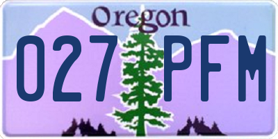 OR license plate 027PFM