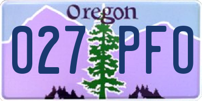 OR license plate 027PFO