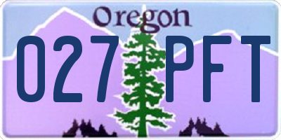 OR license plate 027PFT
