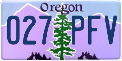 OR license plate 027PFV