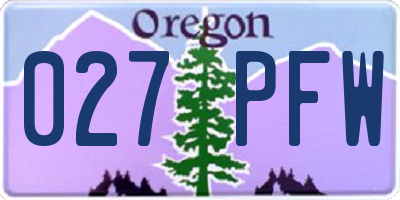 OR license plate 027PFW