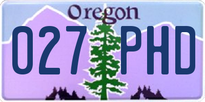 OR license plate 027PHD