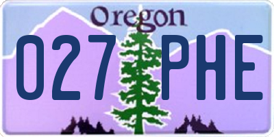 OR license plate 027PHE