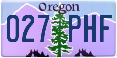 OR license plate 027PHF