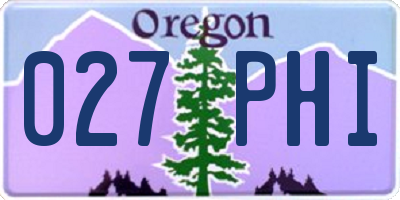 OR license plate 027PHI